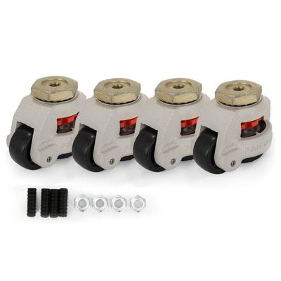 Set of 4 Heavy-Duty Retractable Leveling Casters for Machines and Furniture