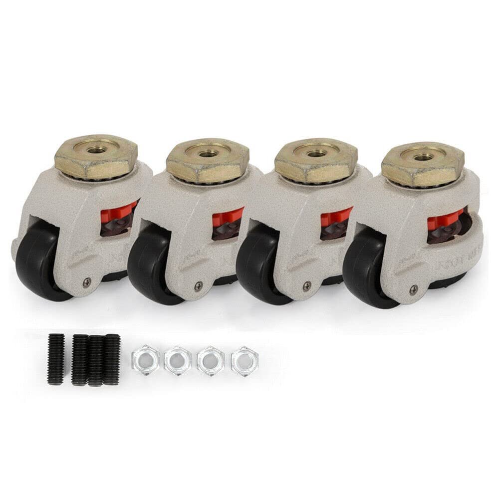 Set of 4 Heavy-Duty Retractable Leveling Casters for Machines and Furniture