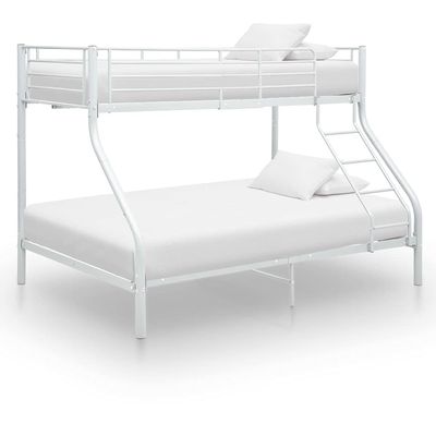 Homgoday White Metal Bunk Bed Frame, 140 x 200 cm / 90 x 200 cm