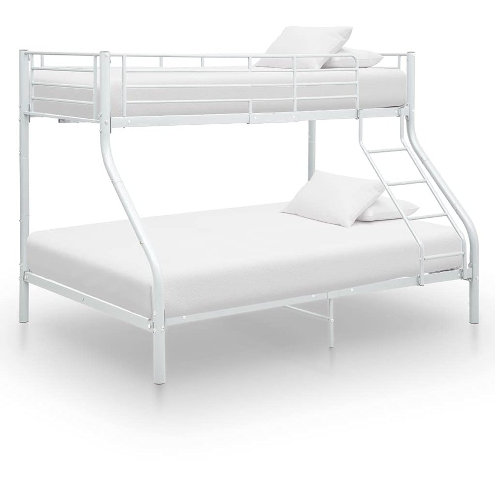 Homgoday White Metal Bunk Bed Frame, 140 x 200 cm / 90 x 200 cm