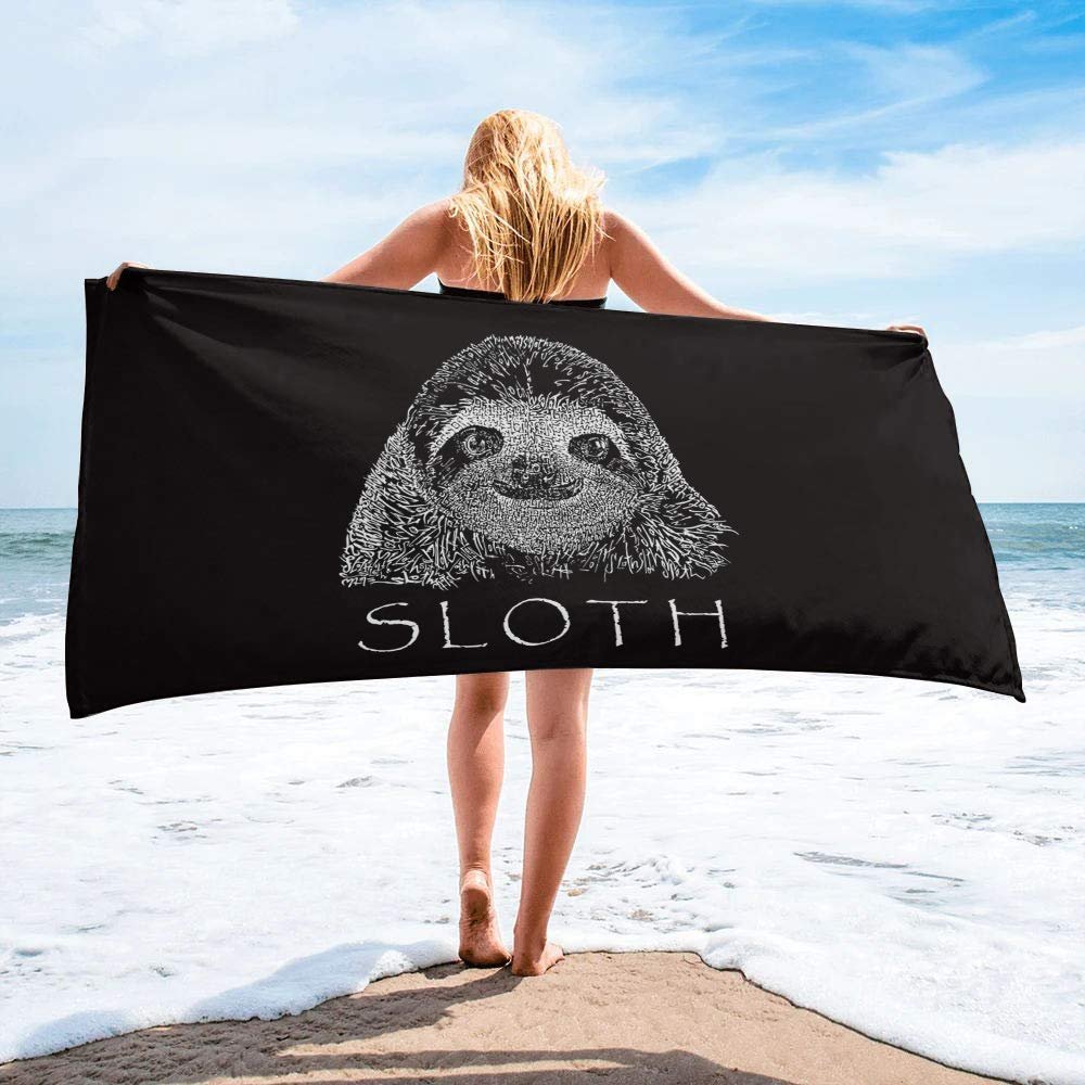 Black Sloth Hand Towel, Customizable, Quick-Drying, Large