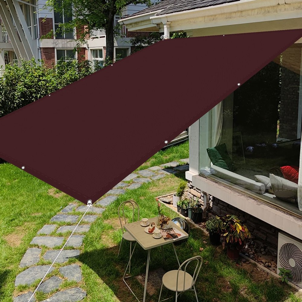 Rectangular Waterproof Sun Shade Sail 4.5 x 5.5 m, UV Protection, Burgundy