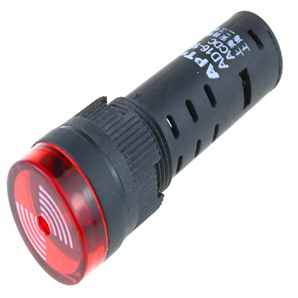ANZOAT 220 V AC 16 mm Equipment Indicator with Buzzer, Round Push-Button Indicator (Red)