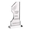 Wanapix | Personalized Soccer Trophy with Name and Text | Engraved Glass (Grayscale) | Includes Storage Box | 18 cm view 1