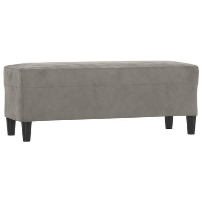 Bussandri Exclusive - Light Gray Velvet Bench 100 x 35 x 41 cm