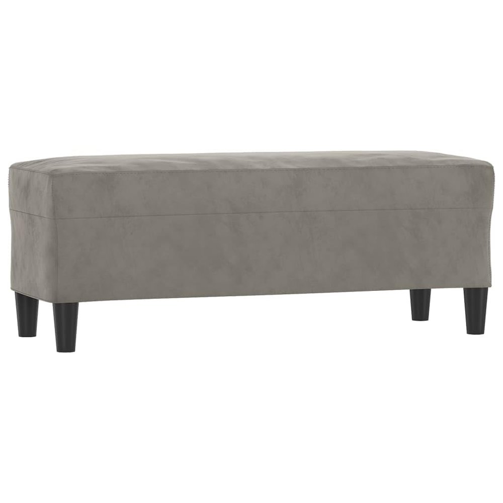 Bussandri Exclusive - Light Gray Velvet Bench 100 x 35 x 41 cm