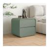 Green Nightstand with 2 Drawers, Microfiber Leather, 19 in. H view 1