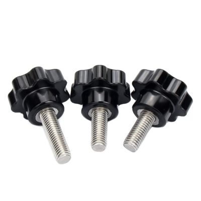 WILLWA M4 M5 M6 M8 M10 M12 304 Stainless Steel Hand Knob Bolts, Plastic Threaded Clamp Thumb Grip Machine Screws (Color: 8 mm, 5 pcs; Size: M6, Head: 25 mm)