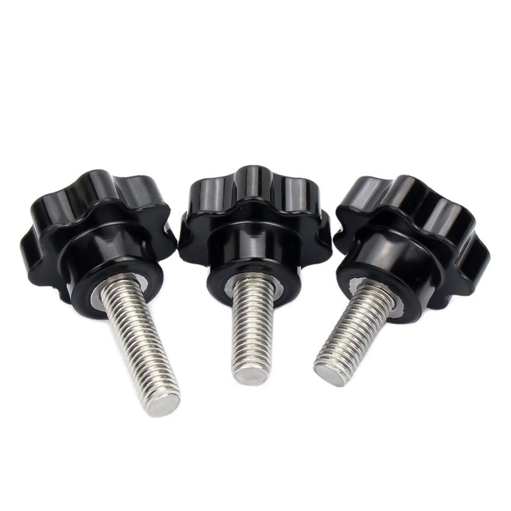 WILLWA M4 M5 M6 M8 M10 M12 304 Stainless Steel Hand Knob Bolts, Plastic Threaded Clamp Thumb Grip Machine Screws (Color: 8 mm, 5 pcs; Size: M6, Head: 25 mm)