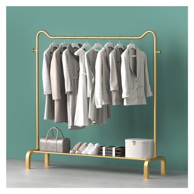 STARMS Rolling Garment Rack, Freestanding Durable Metal Clothes Rack, Gold, 150 cm