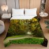 Odot Quilted Bedspread, Forest Landscape Leaf Print, All-Season, 180 x 220 cm view 2