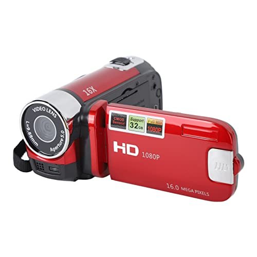 Digital Camera with Rotating 2.7-Inch TFT Screen, 1080p Video, 16 MP, 16x Digital Zoom, Red