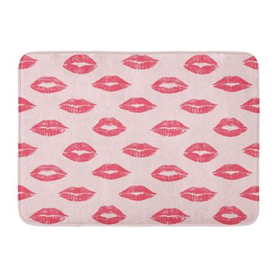 IUBBKI 40 x 60 cm Bath Mat, Red Lipstick Kiss Glam Girl Bathroom Decor Rug