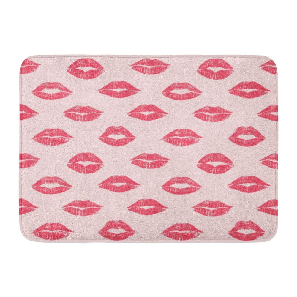 IUBBKI 40 x 60 cm Bath Mat, Red Lipstick Kiss Glam Girl Bathroom Decor Rug