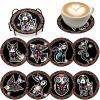Demonwer Day of the Dead Animal Diamond-Painting Coasters, 8-Piece Set view 1