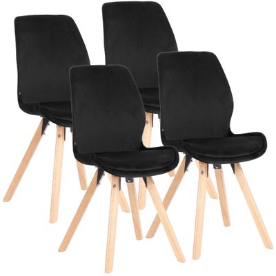 CLP Luna Dining Chair Set of 4, Upholstered, Black Velvet