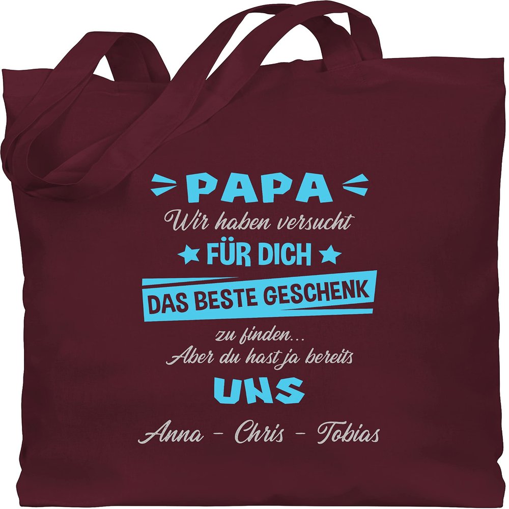 Cotton Tote Bag for Dad – “We Tried to Find the Perfect Gift” – Bordeaux Red