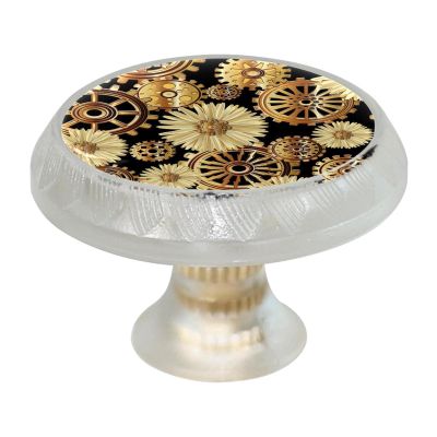 Eslifey 4-Piece Transparent Gold Steampunk Wheel Drawer Knobs with Screws