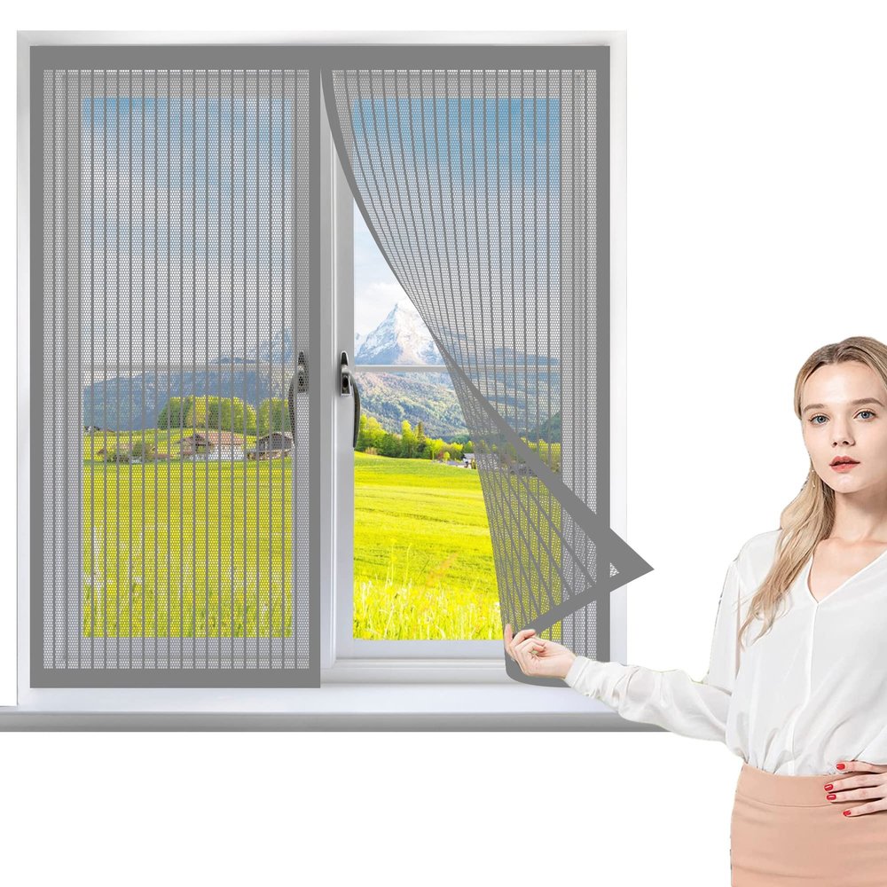 Magnetic Insect Screen for Windows, 55 x 115 cm, Gray