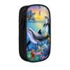 Yazs Double-Layer Pencil Case with Zipper, Blue Dolphin Show view 1