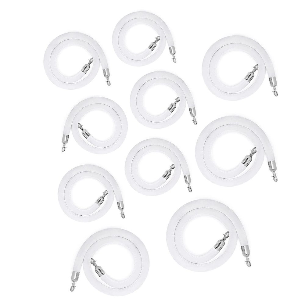 White Crowd Control Rope for Queues and Events, 100–300 cm (Color: 10 Pcs)
