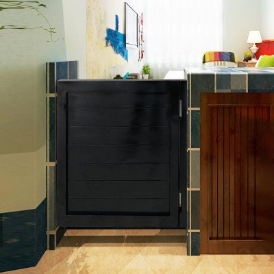 Single Saloon Door, Swinging Kitchen Door, Black-and-White Café Door with Hinges, W60cm x H90cm (23.6")