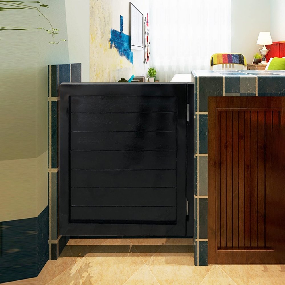 Single Saloon Door, Swinging Kitchen Door, Black-and-White Café Door with Hinges, W60cm x H90cm (23.6")