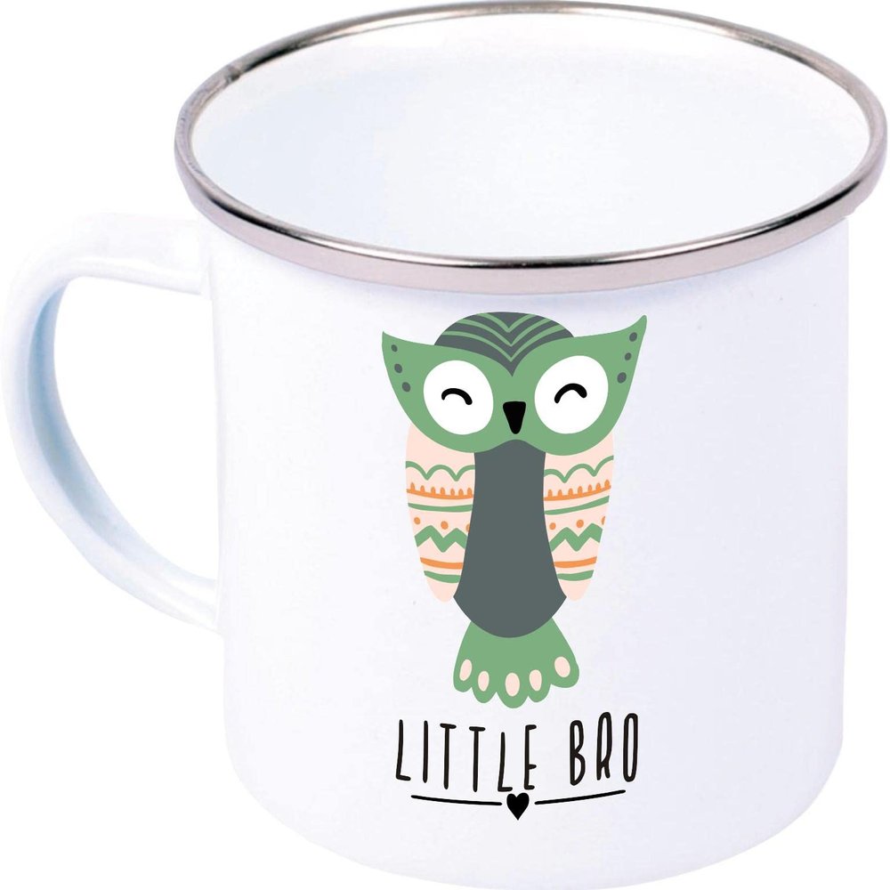 Kleckerliese Enamel Coffee Mug, Little Bro Brother, Owl_2