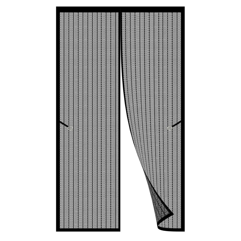 Magnetic Insect Screen Door Curtain 250 x 290 cm, No-Drill, Automatic Closure, Black
