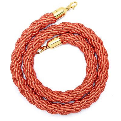 Orange Rope Barrier with Gold Wall Hooks, 60 cm/2 ft