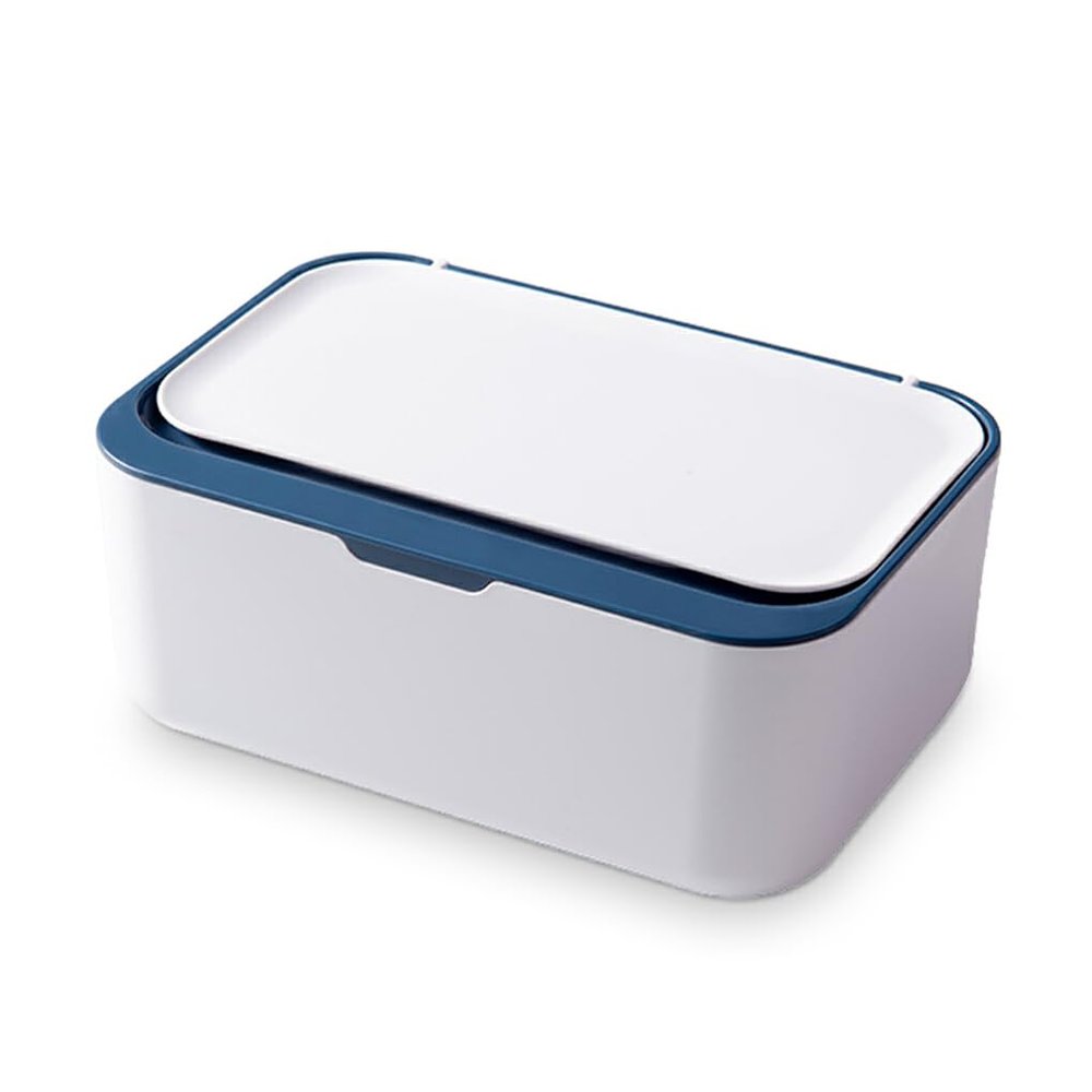 lmoikesz Plastic Tissue Storage Box with Lid, Dustproof Tissue Dispenser, Organizer for Home, Living Room, Bathroom, Office, and Car, Blue