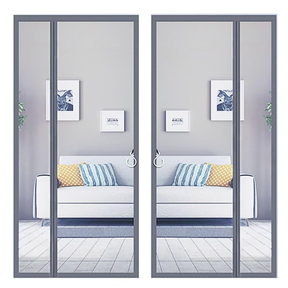 Magnetic Screen Door Curtain for Balcony Doors, 235 x 200 cm, Gray