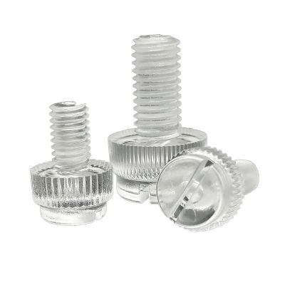 BELLAY M3 M4 M5 M6 M8 Clear Transparent Acrylic Plastic Knurled Slotted-Head Hand-Tightening Screw, DIY (Color: 40mm, Size: M5)