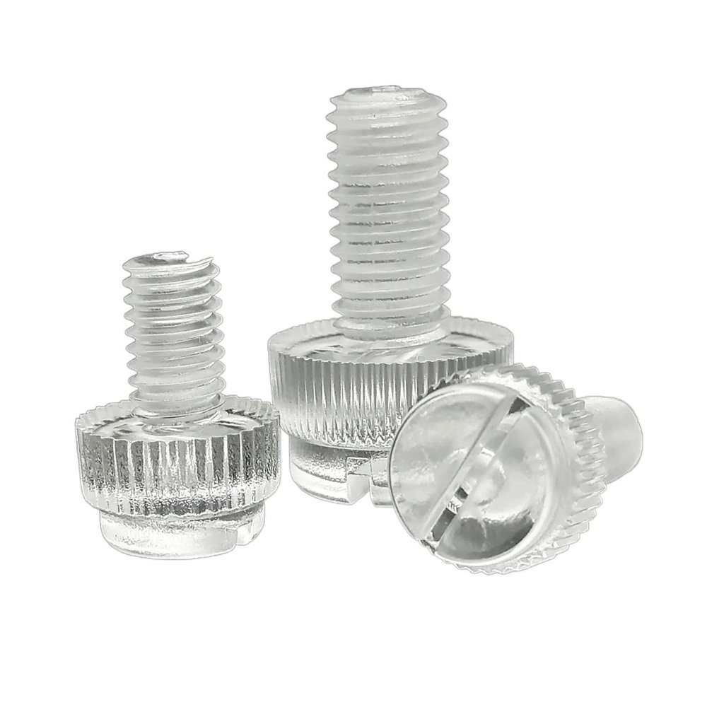 BELLAY M3 M4 M5 M6 M8 Clear Transparent Acrylic Plastic Knurled Slotted-Head Hand-Tightening Screw, DIY (Color: 40mm, Size: M5)