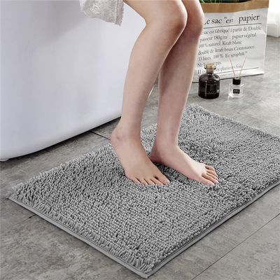 Odot Non-Slip High-Pile Chenille Bath Mat, Machine Washable, 40 x 60 cm, Light Gray
