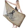 Brown Extra-Large Bath Towel, Vintage Octopus Design, Soft, Absorbent, Quick-Drying view 1