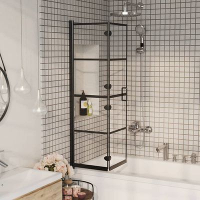 VACARX Tempered Glass Shower Screen 80 x 140 cm, Black