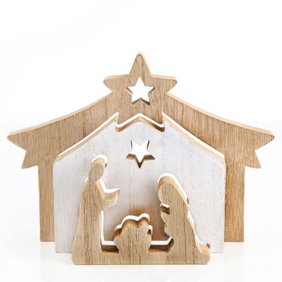 Small Wooden Nativity Scene Set, 20 x 14 cm