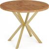WFL GROUP Round Extendable Dining Table with Golden X-Frame Legs, 100–180 cm, Loft Industrial Design, for 4–6 People, Brown view 2