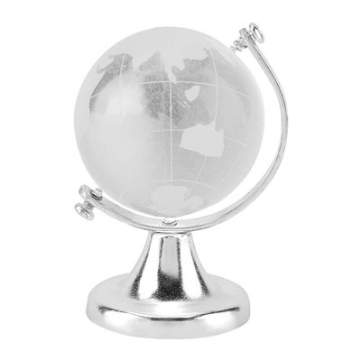 Tomotato Crystal Globe with Metal Stand, 46.5 cm, Silver