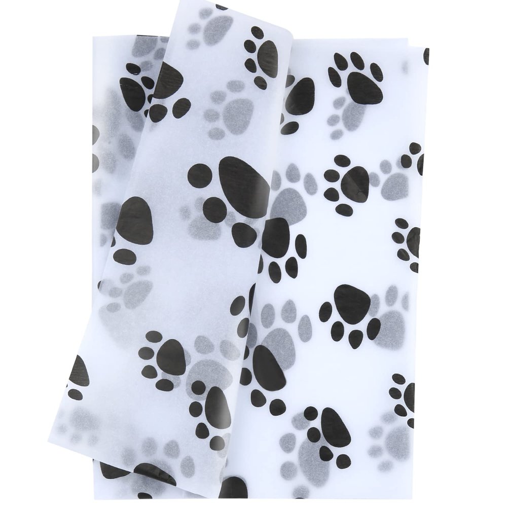 30-Piece Dog Paw Print Tissue Paper, 50 x 35 cm, White