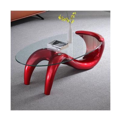 Oval Tempered Glass Coffee Table, 35.4 in