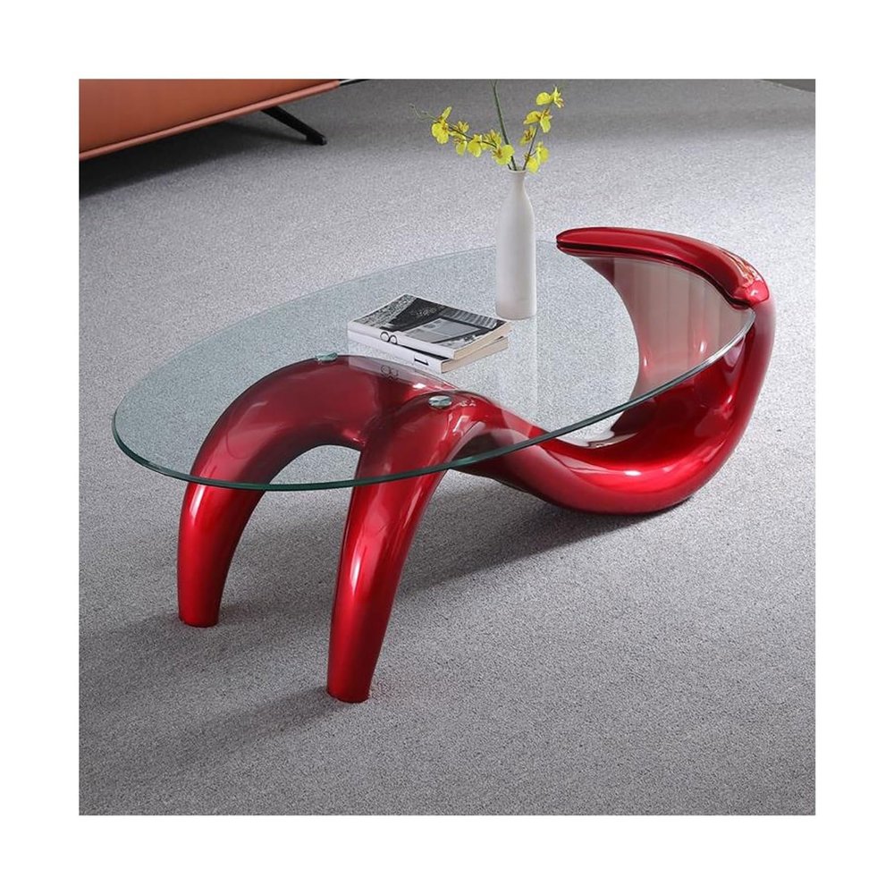 Oval Tempered Glass Coffee Table, 35.4 in