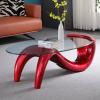 Oval Tempered Glass Coffee Table, 35.4 in view 3