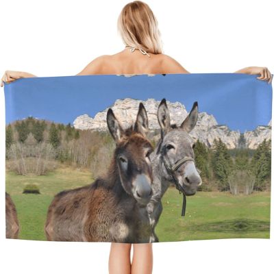 SIHATE Microfiber Beach Towel, Donkey 3D Print, 80 x 160 cm