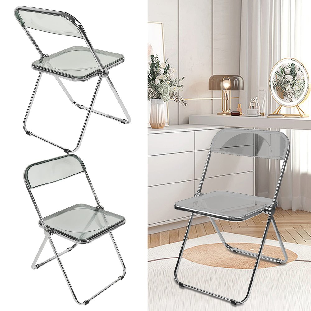TUITUI Set of 2 Folding Transparent Dining Chairs