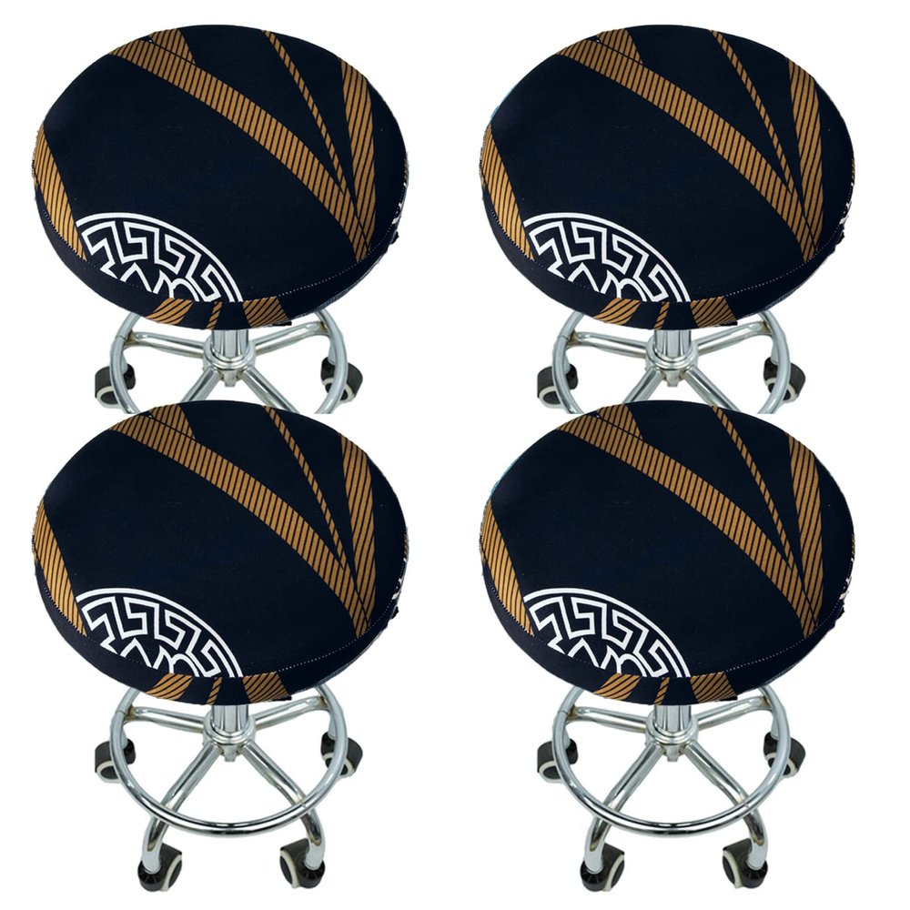 YOPOIY Round Bar Stool Covers, 2-Piece Set, Printed Stretch Covers, Soft, Washable, Removable