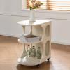 XPLKQXE 3-Tier Rolling Utility Cart, White, 50 x 36 x 63 cm view 2