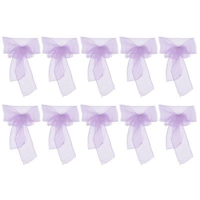 Mokylor 10-Piece Organza Chair Sashes, Elegant Chair Decorations for Weddings, Receptions, Events and Banquets, Light Purple