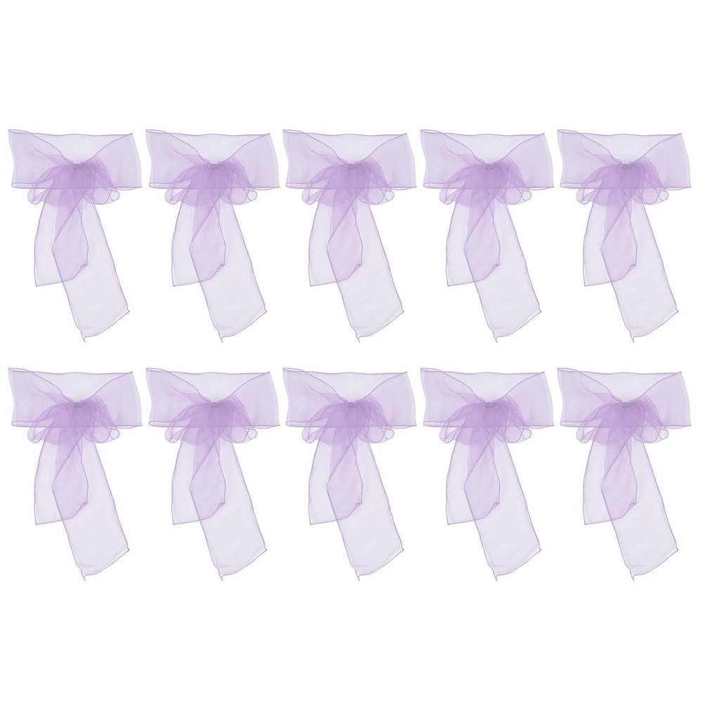 Mokylor 10-Piece Organza Chair Sashes, Elegant Chair Decorations for Weddings, Receptions, Events and Banquets, Light Purple